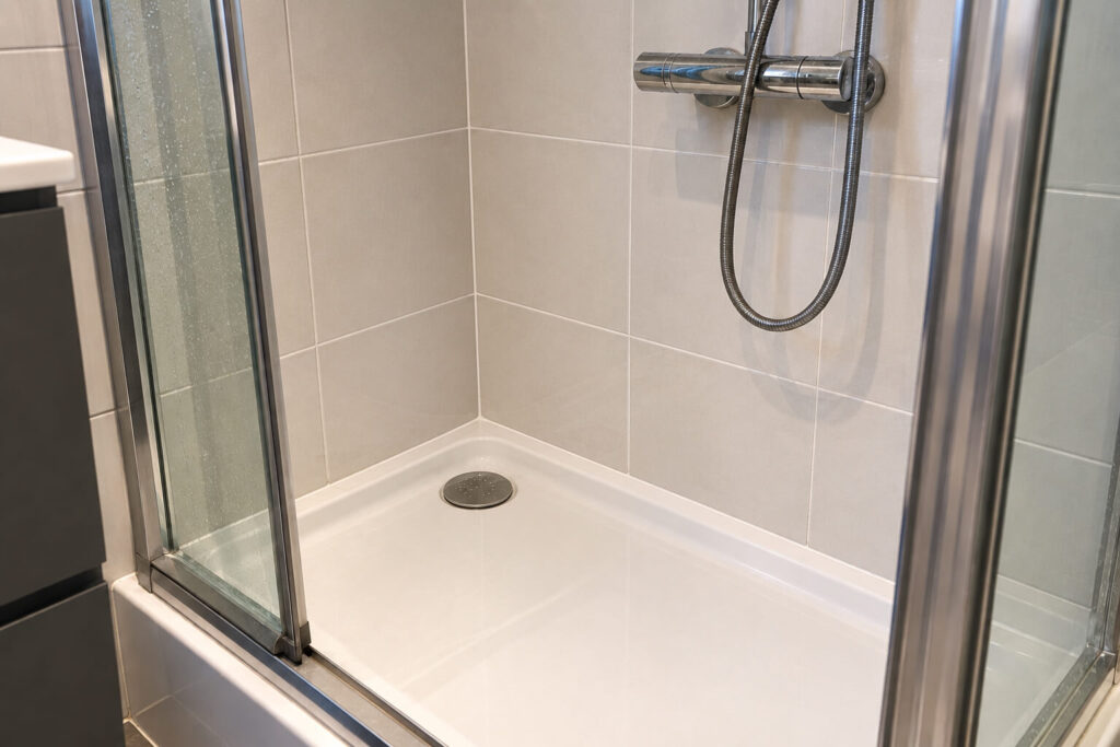 Bathroom shower after deep cleaning in Trafford, Greater Manchester