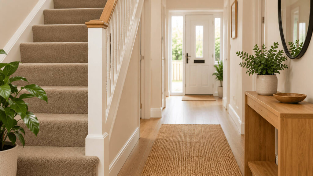 Clean hallway and stairs included in regular home cleaning