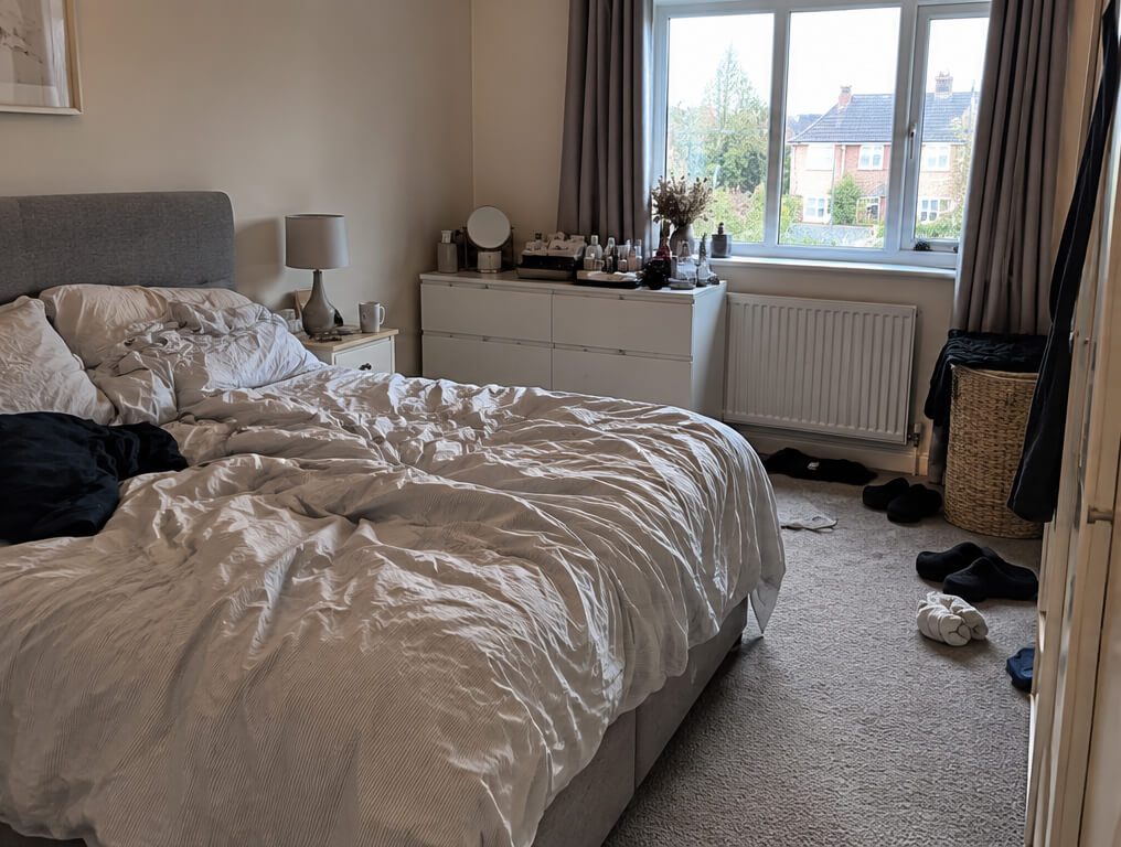 Bedroom before regular cleaning in Chorlton, Manchester