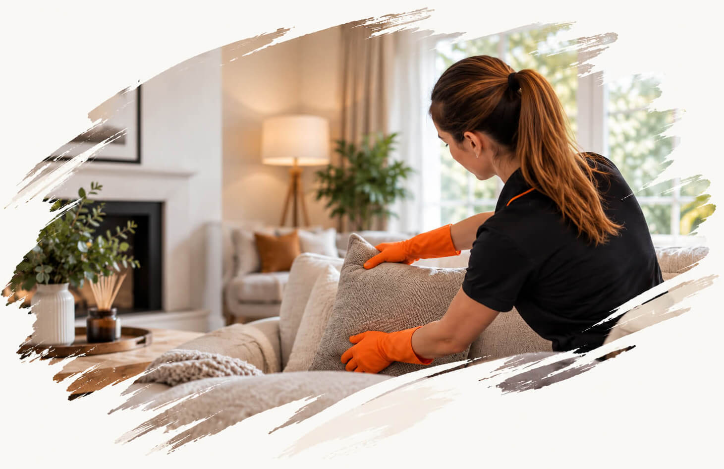 FirstMaid cleaner carrying out a deep cleaning service in a Manchester home