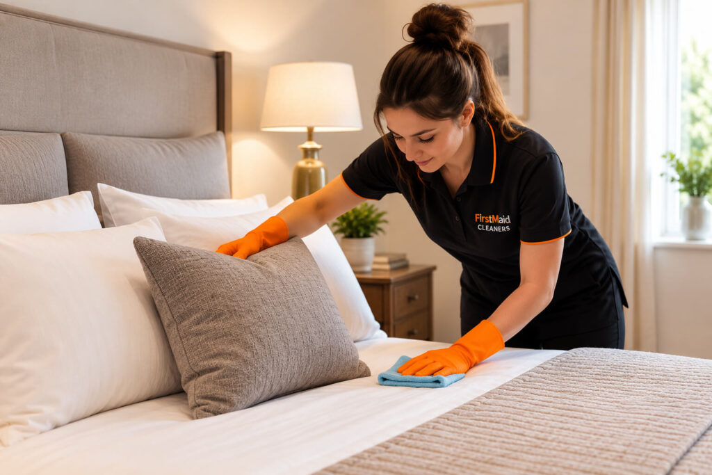 FirstMaid cleaner providing one-off bedroom cleaning in Manchester