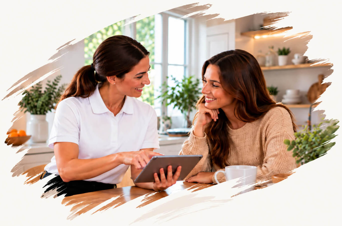 FirstMaid cleaner discussing a home cleaning quote with a customer