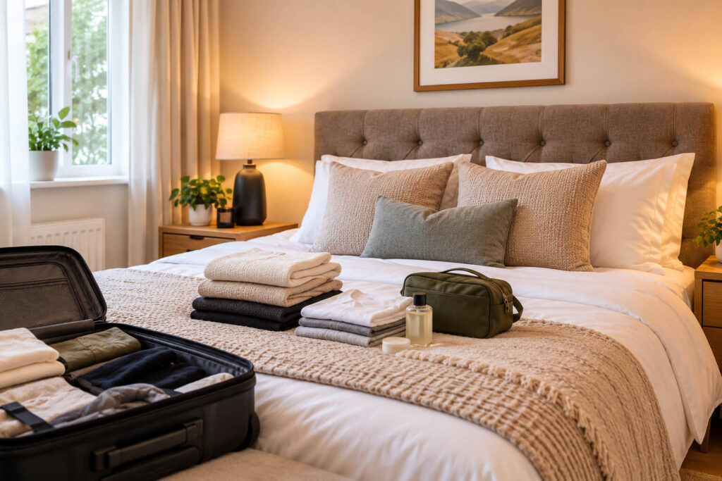 Fresh guest bedroom after short-let cleaning in Manchester