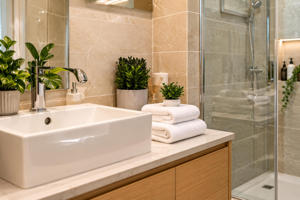 Guest-ready short-let bathroom in Manchester