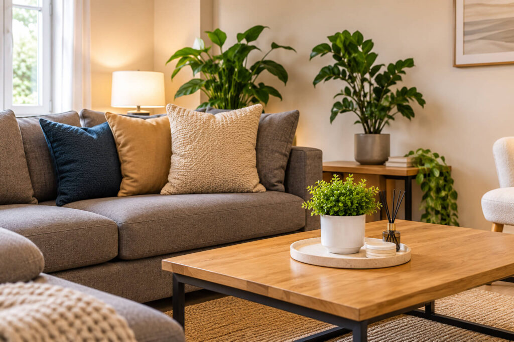Guest-ready short-let living area in Manchester